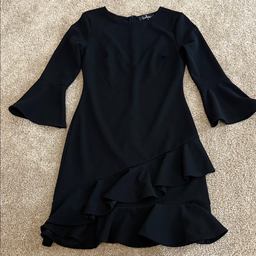 Lulu's Black Long Sleeve Ruffle Dress